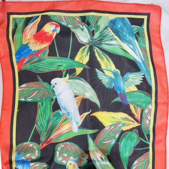 Vince Camuto Parrot Tropical Bird Scarf Semi-sheer NWT - Picture 4 of 8